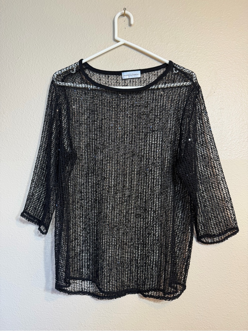 Drapers and Damons Women’s L Black Sequined Loose Weave Mesh P